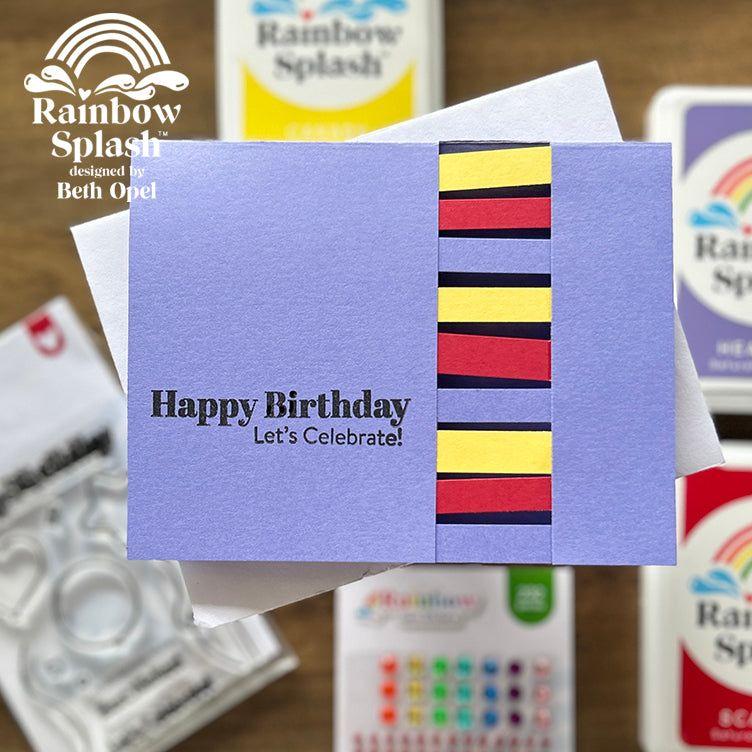 Rainbow Splash Cardstock Canary rsc6 Birthday Card  | color-code:ALT01