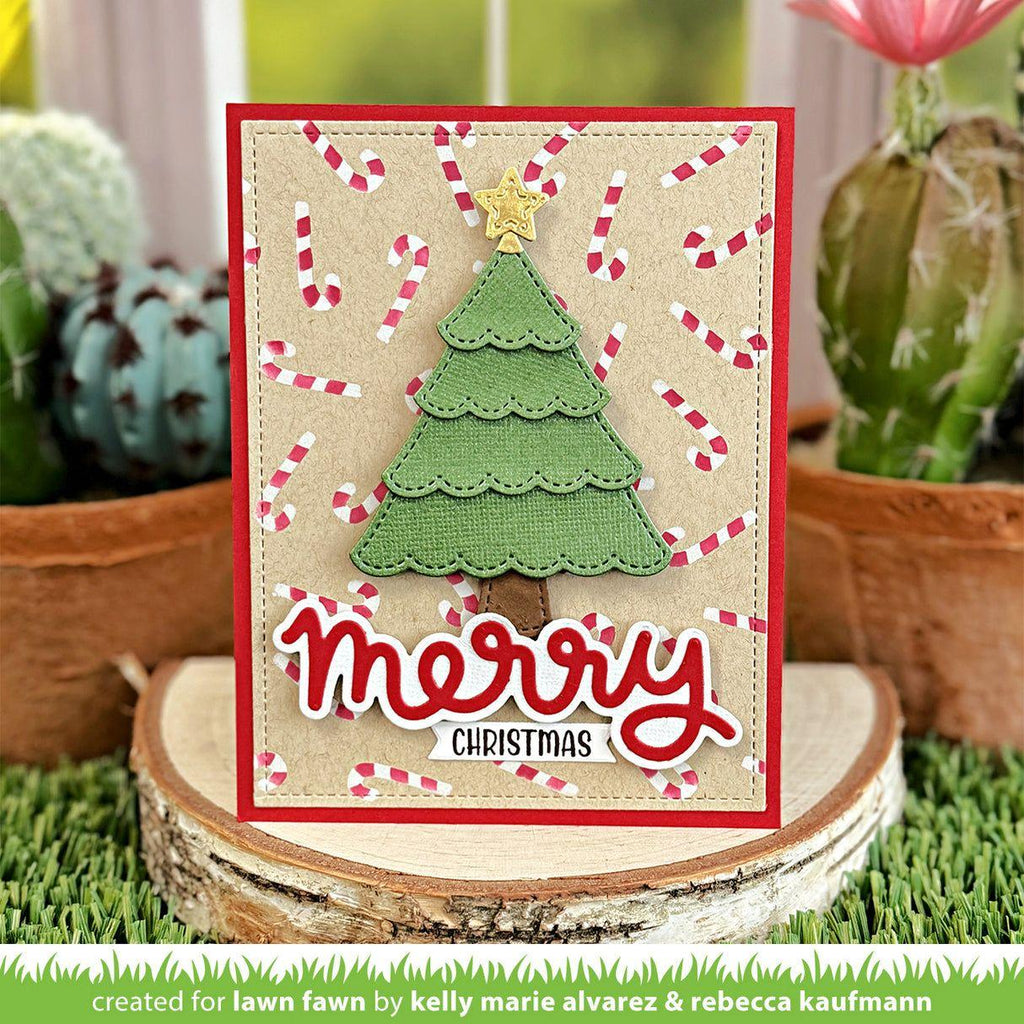 Lawn Fawn Build-A-Christmas Tree Dies lf3513 Merry Christmas