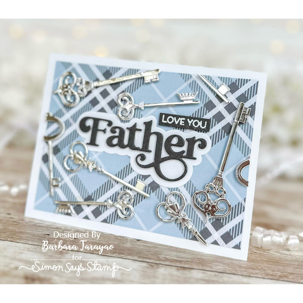 Simon Says Stamp Embossing Folder and Cutting Dies Captivating Keys sfd390 Celebrate Father Card