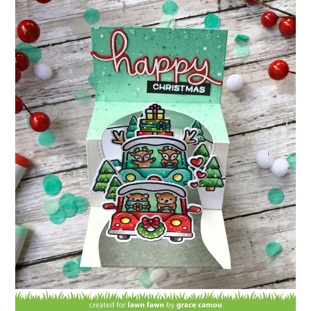 Lawn Fawn Car Critters Christmas Add-On Clear Stamps lf2423 Happy Christmas