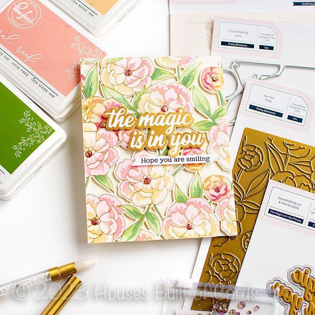 PinkFresh Studio The Magic Is In You Phrase Hot Foil Plate And Die 190823 Floral Magic Smiling Card | color-code:ALT02