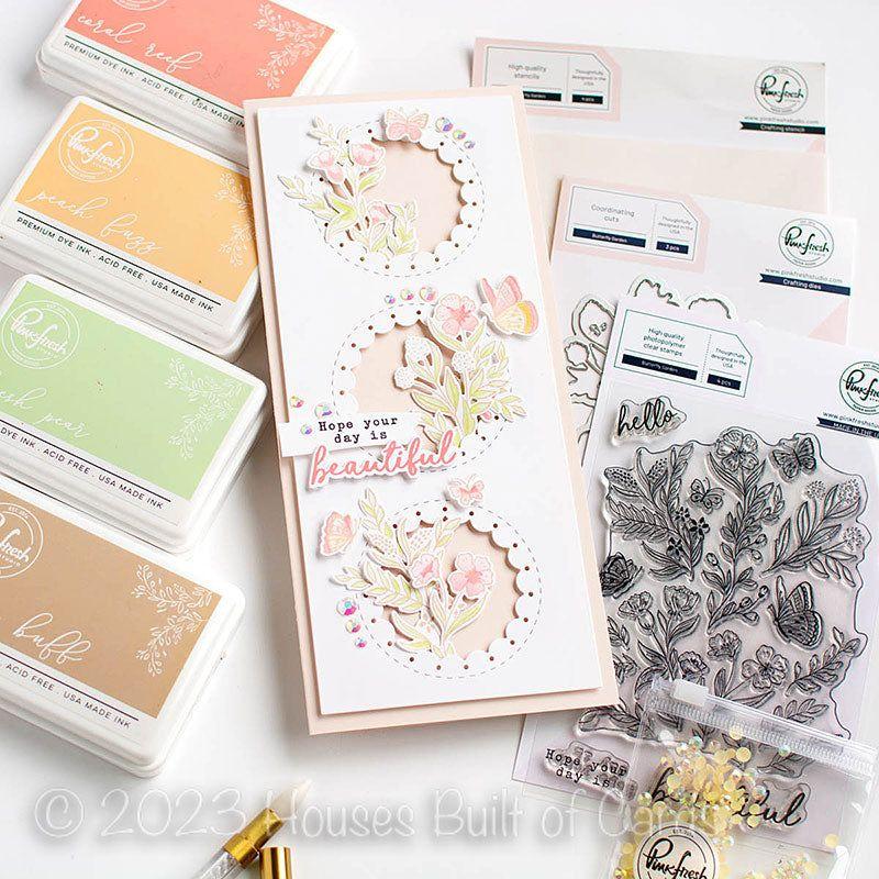 PinkFresh Studio Butterfly Garden Clear Stamp Set 153922 Slimline Butterfly Card | color-code:ALT03