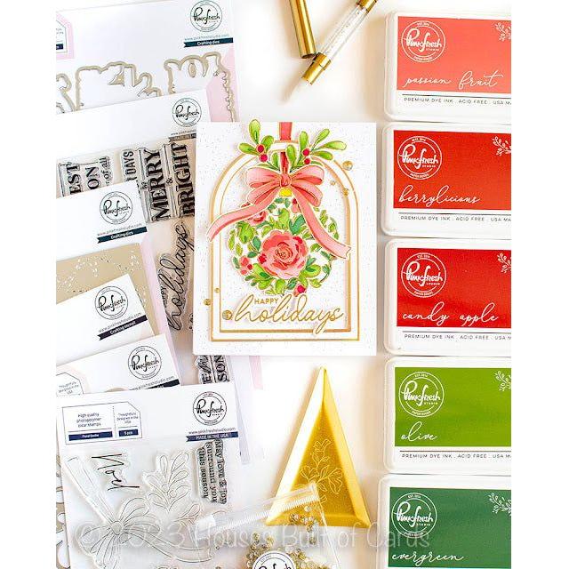 PinkFresh Studio Floral Bauble Stencil Set Happy Holidays Card | color-code:ALT02