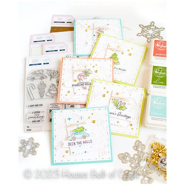 PinkFresh Studio Festive Tickets Stencil Set Little Christmas Square Cards | color-code:ALT01