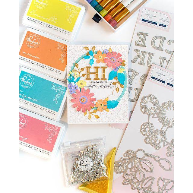 Pinkfresh Studio Stylized Florals Stencil 228224 Hello Friend Card | color-code:ALT03