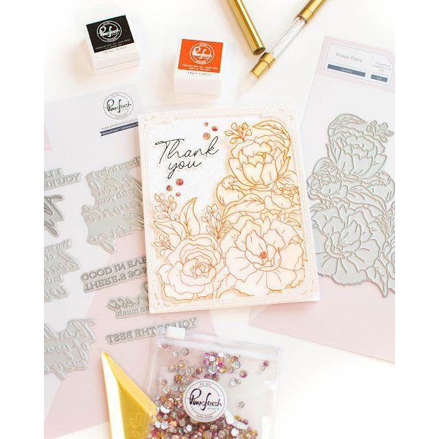 Pinkfresh Studio Camellias Press Plate 217123 Floral Thank You Card | color-code:ALT01