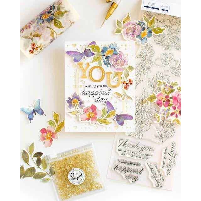 Pinkfresh Studio Artsy Floral Washi Tape 241024 Happiest Day Card | color-code:ALT01