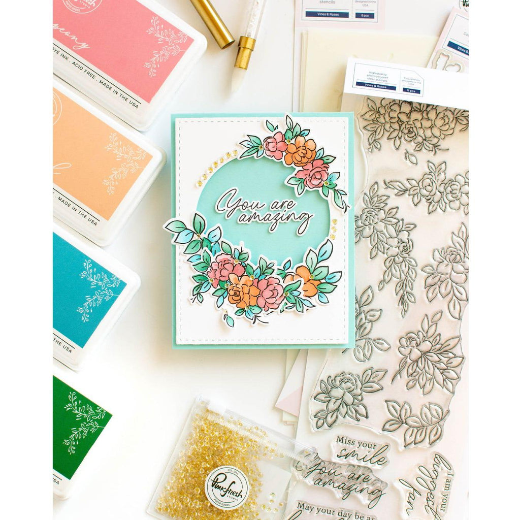 Pinkfresh Studio Vines And Roses Dies 241224 You Are Amazing Card | color-code:ALT01