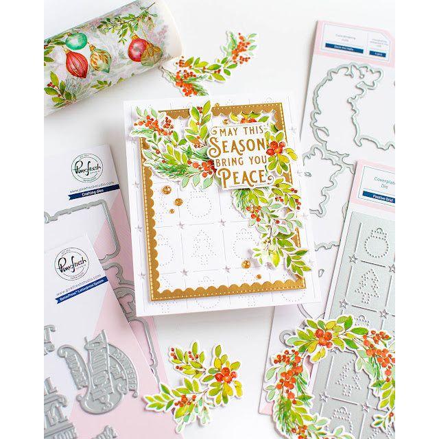 Pinkfresh Studio Festive Grid Coverplate Die 254624 Christmas Peace Card | color-code:ALT03