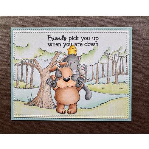 Purple Onion Designs Piggy Back Unmounted Cling Stamp pod5023 friends pick you up when you are down