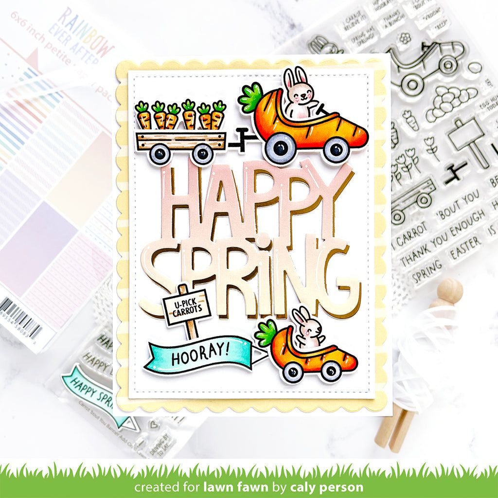 Lawn Fawn Set Carrot 'bout You Clear Stamps and Dies Hooray | color-code:alt1