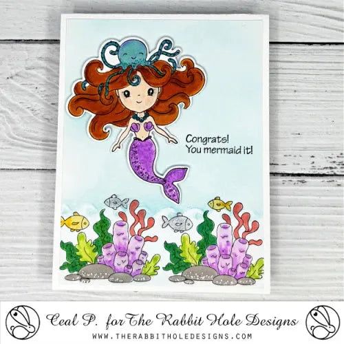 The Rabbit Hole Designs Salty Air Clear Stamp and Die Set congrats