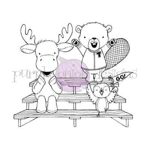 Purple Onion Designs Cheery Spectators Unmounted Cling Stamp pod1400