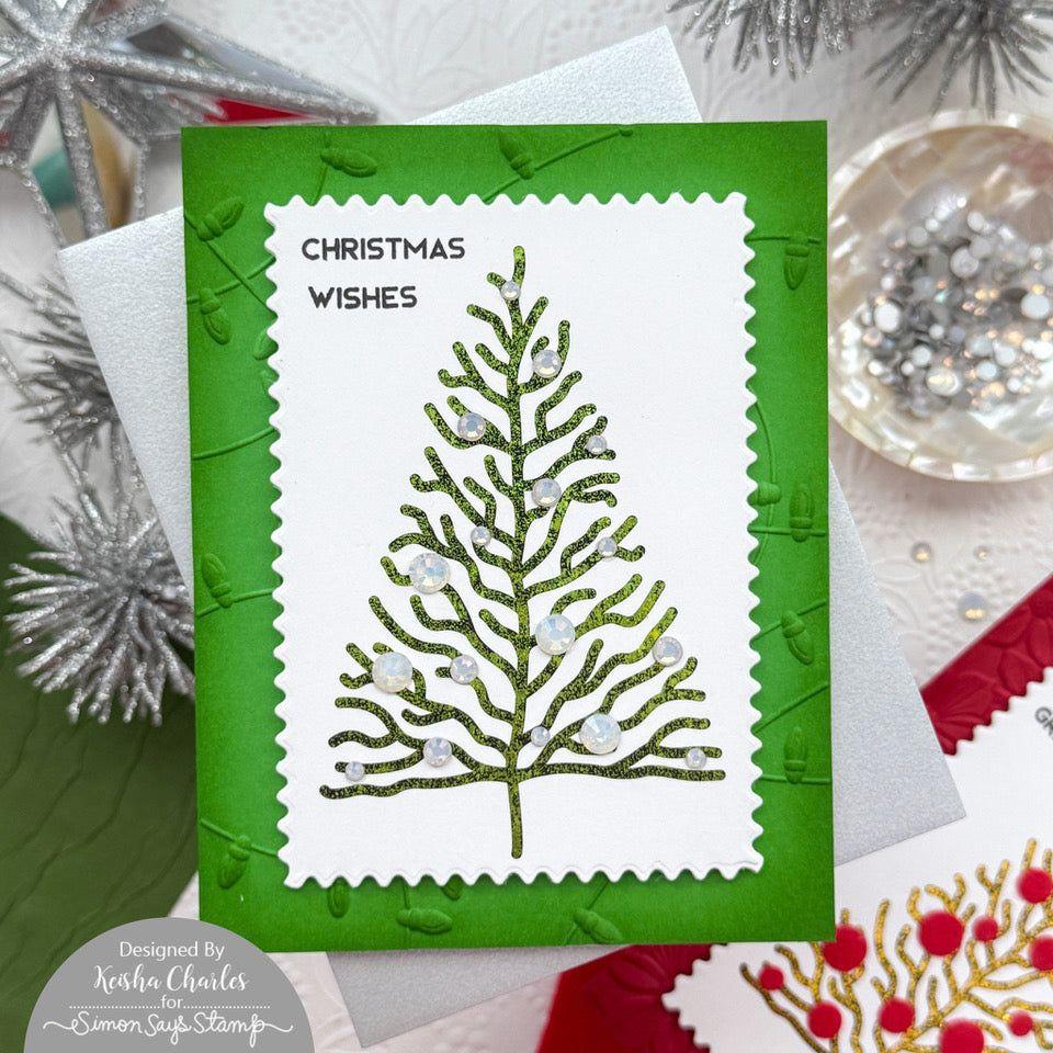 Simon Says Stamp Embossing Folder Christmas Tangle sf437 Sweet Wishes Christmas Card