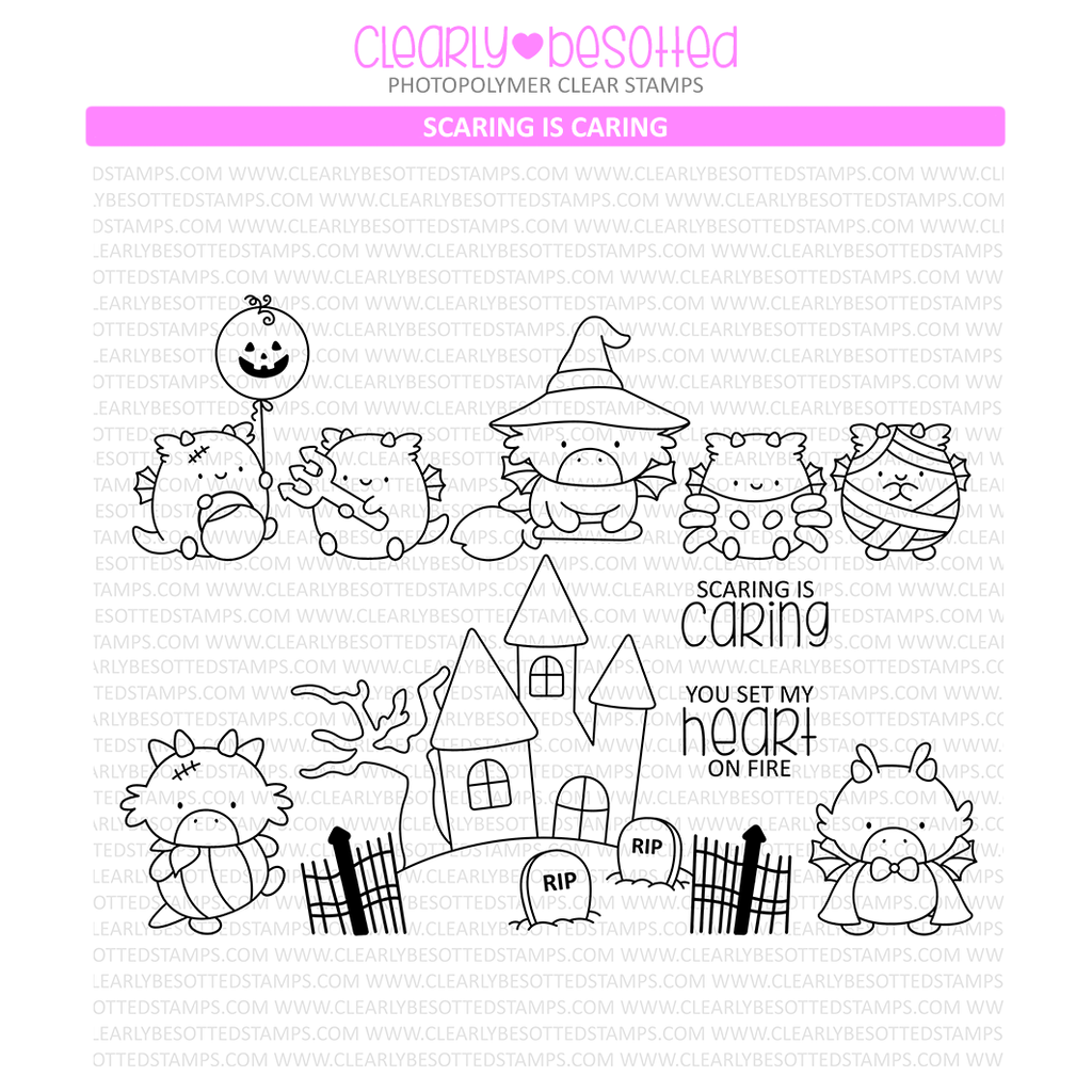 Clearly Besotted Scaring Is Caring Clear Stamps