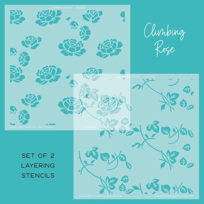 Honey Bee Climbing Rose Set Of 2 Layering Stencils hbsl-139 Detailed Product View