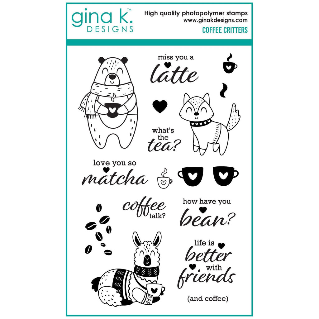 Gina K Designs Coffee Critters Clear Stamps gkd206