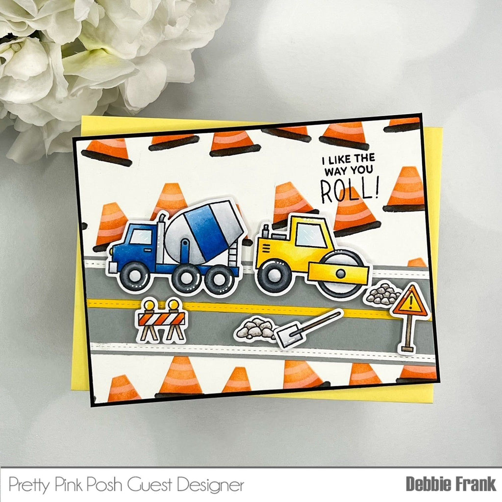 Pretty Pink Posh Construction Additions Clear Stamps construction trucks