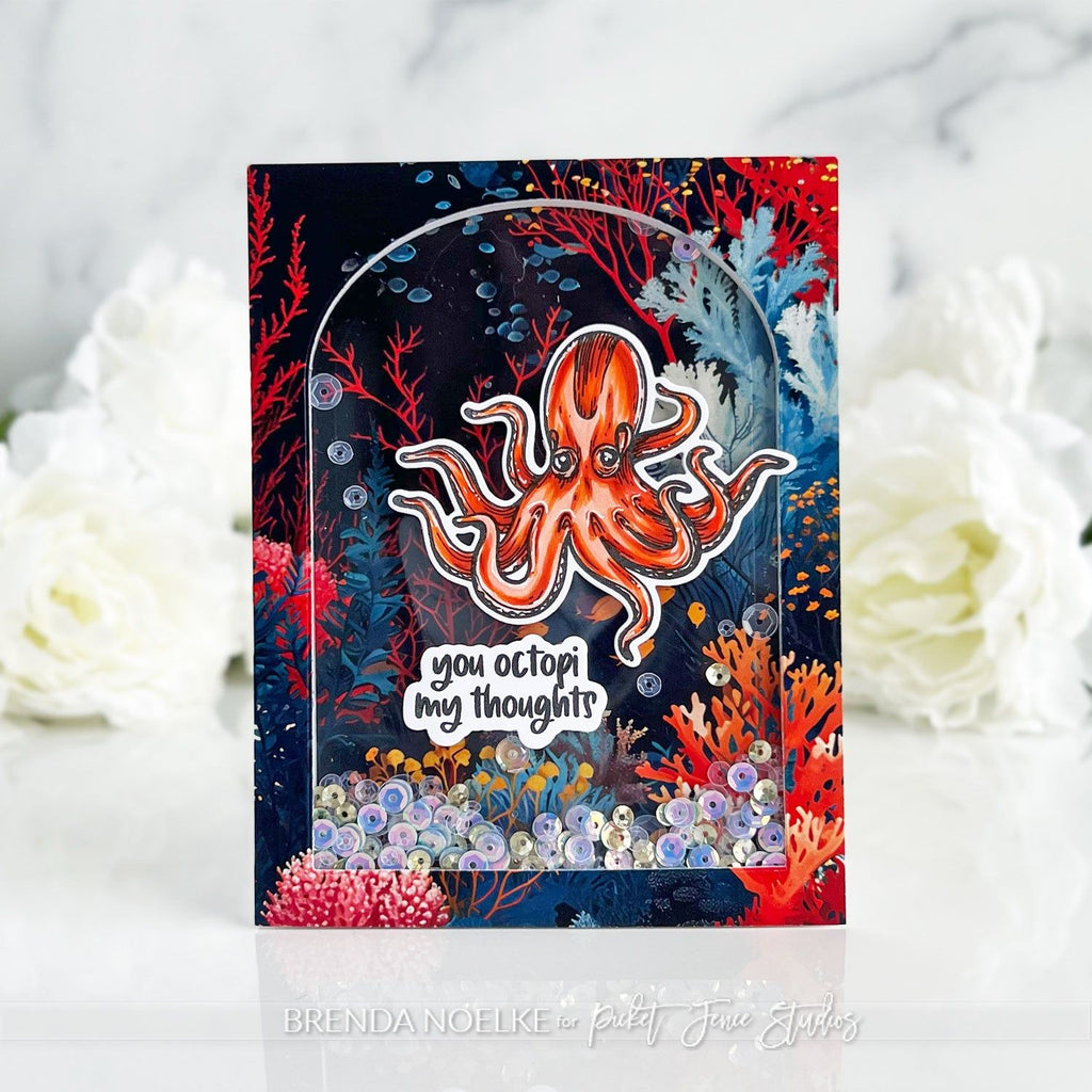 Picket Fence Studios Fabulously Glossy Card Stock Coral Reef fg-111 octopi