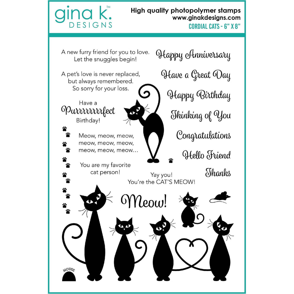 Gina K Designs Cordial Cats Clear Stamps dw16