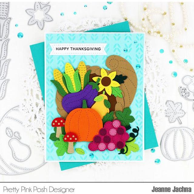 Pretty Pink Posh Sentiment Strips Fall Clear Stamps happy thanksgiving