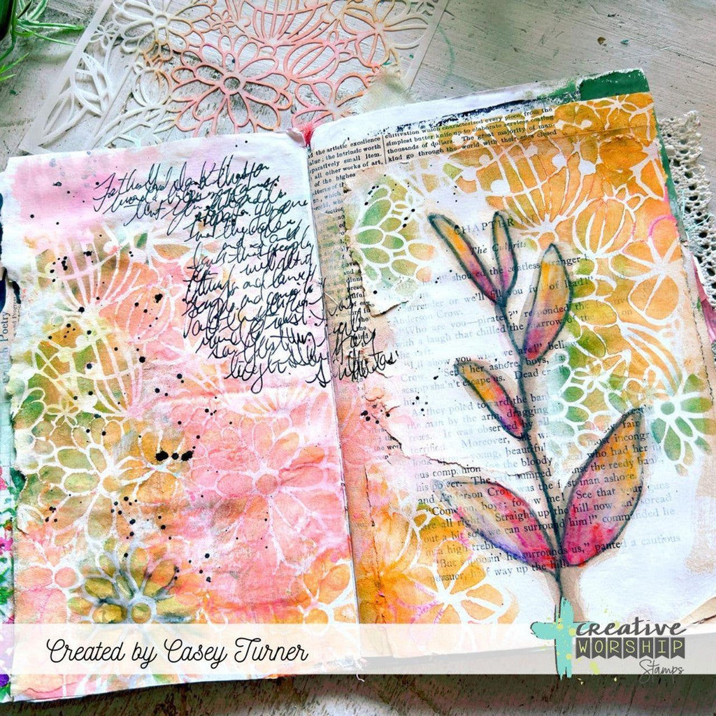 Creative Worship Wildflowers Stencil cws-st-24-05 Bible Journaling