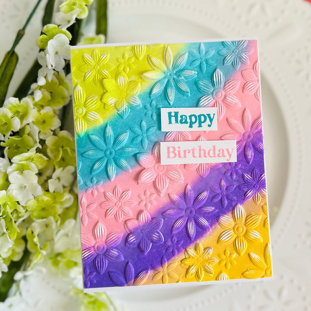 Simon Says Stamp Embossing Folder and Cutting Dies Crimped Floral sfd376 Stamptember Birthday Card