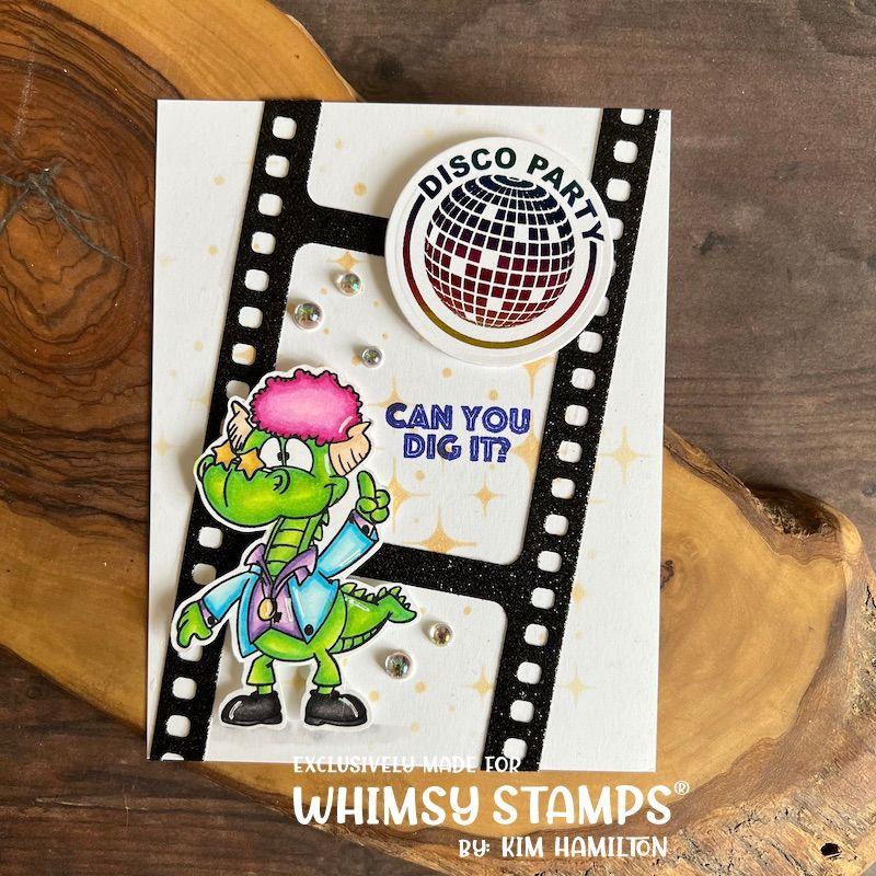 Whimsy Stamps Disco Dude Dudley Clear Stamp and Outline Die DP1118 disco