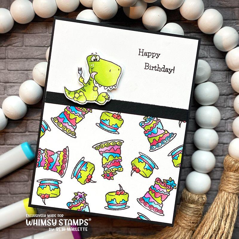 Whimsy Stamps Dino Mighties Clear Stamps c1434 happy birthday