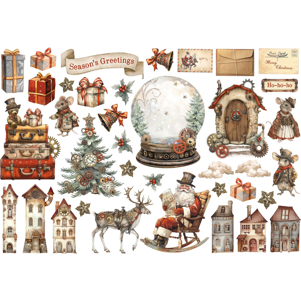 Stamperia Gear Up For Christmas Ephemera dflct50 pieces