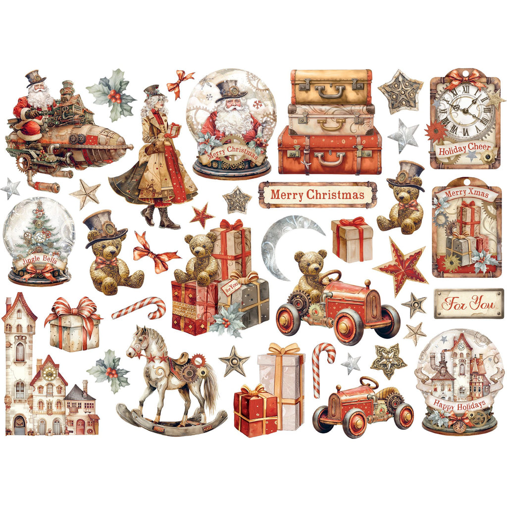 Stamperia Gear Up For Christmas Assorted Die Cuts dfldc102 pieces