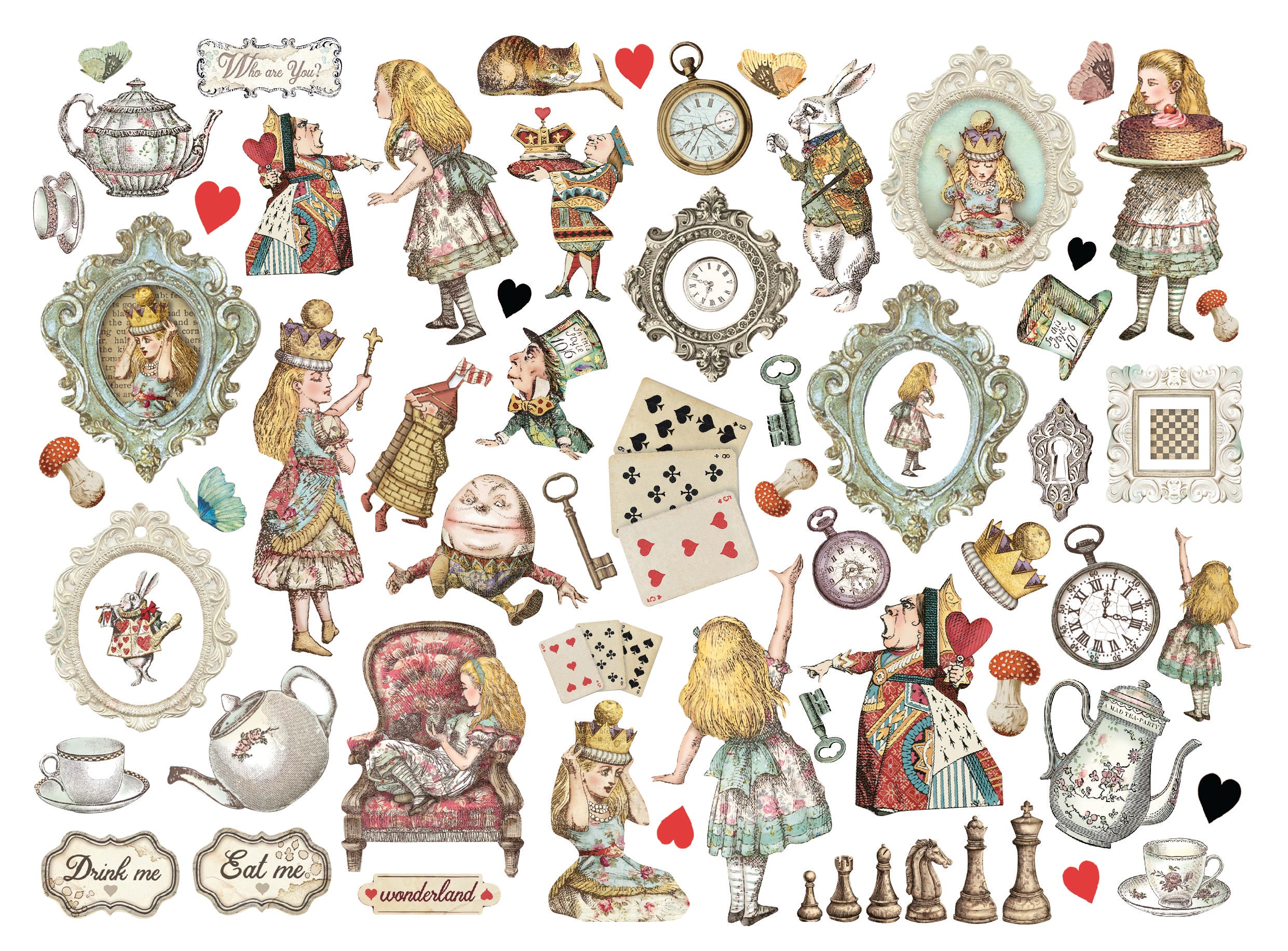 Alice in Wonderland Stamperia Die-Cuts 62/pkg