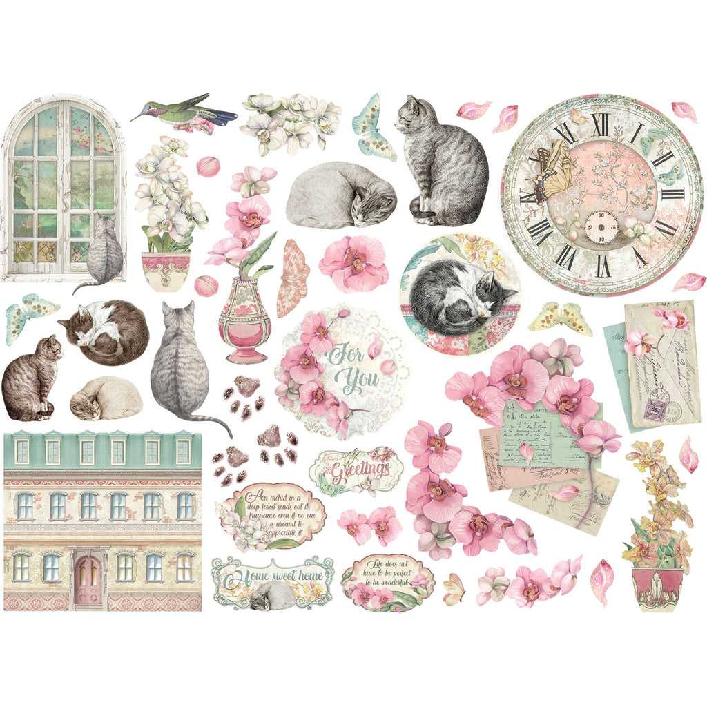 Stamperia Orchids And Cats Assorted Die Cuts dfldc93