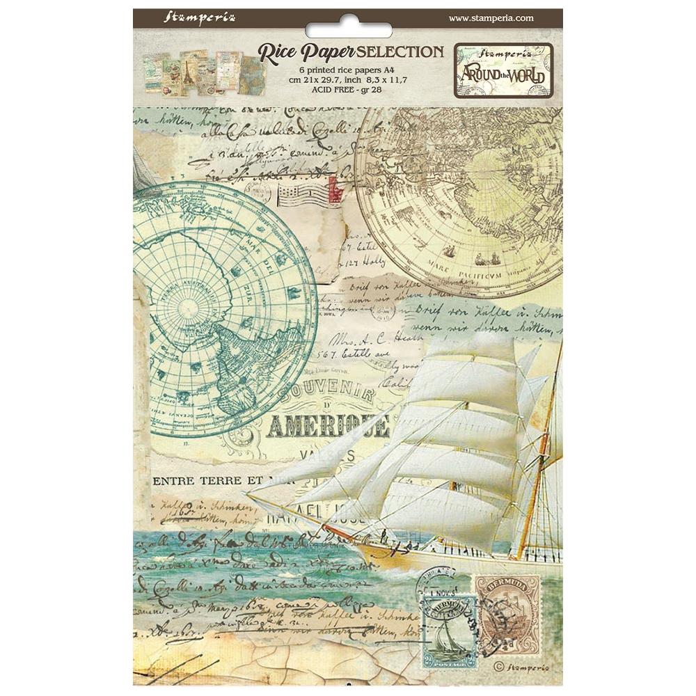 Stamperia Around The World A4 Rice Paper Pack dfsa4xaw