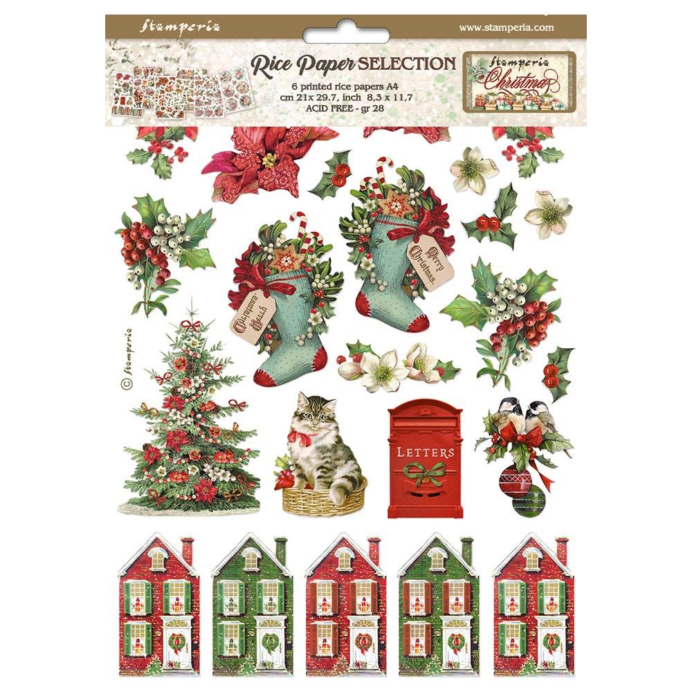 Stamperia Classic Christmas Rice Paper A4 dfsa4xcx