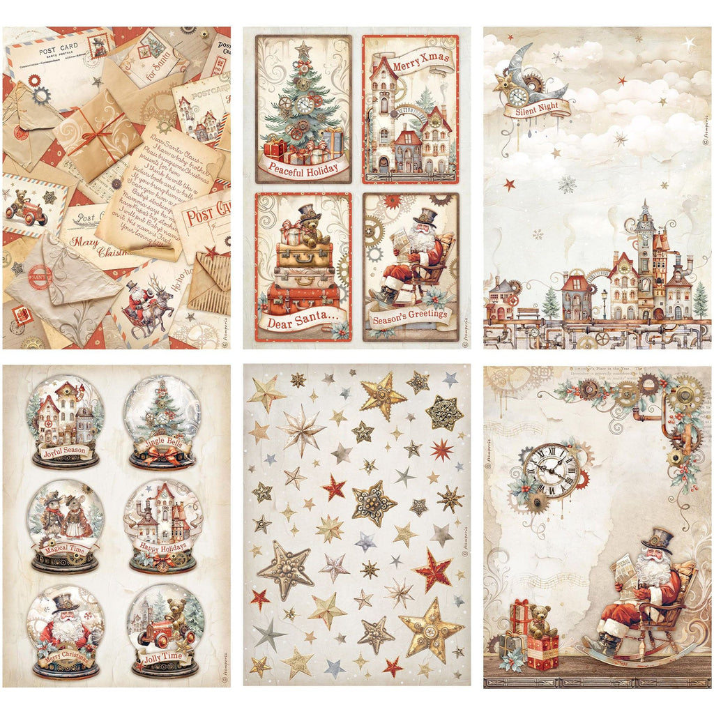 Stamperia Gear Up For Christmas Rice Paper A4 dfsa4xgt pages