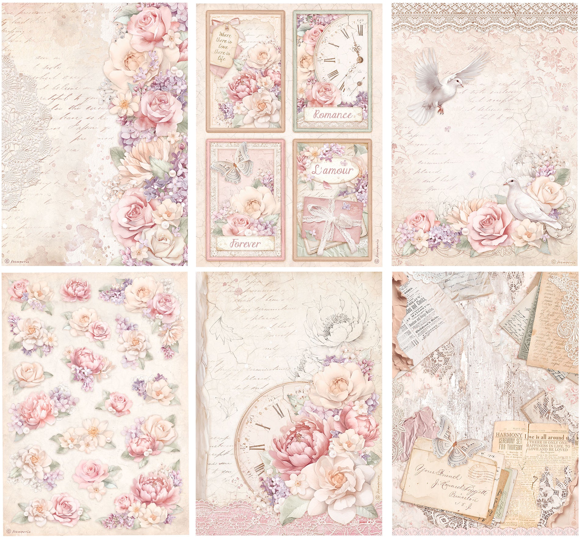 Stamperia Romance Forever Washi Pad Sheets A5 sbw02