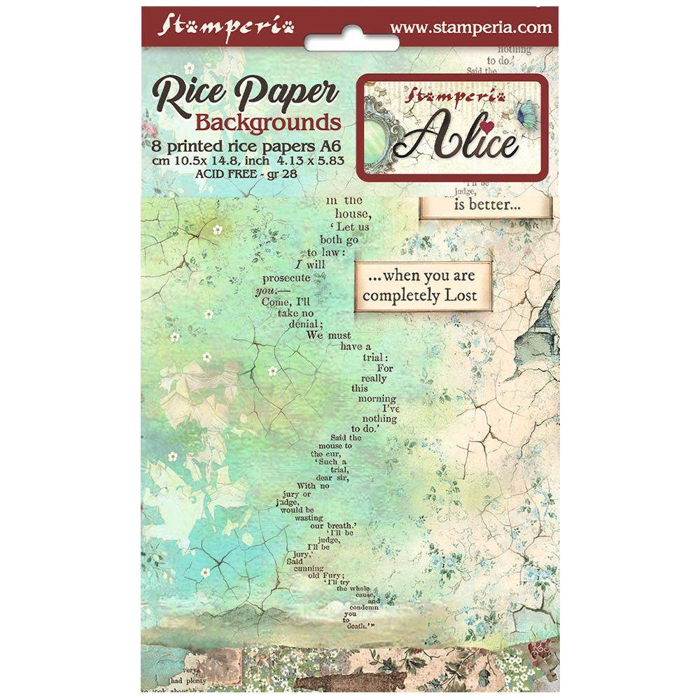 Stamperia Alice Forever Backgrounds A6 Rice Paper Pack dfsak6003