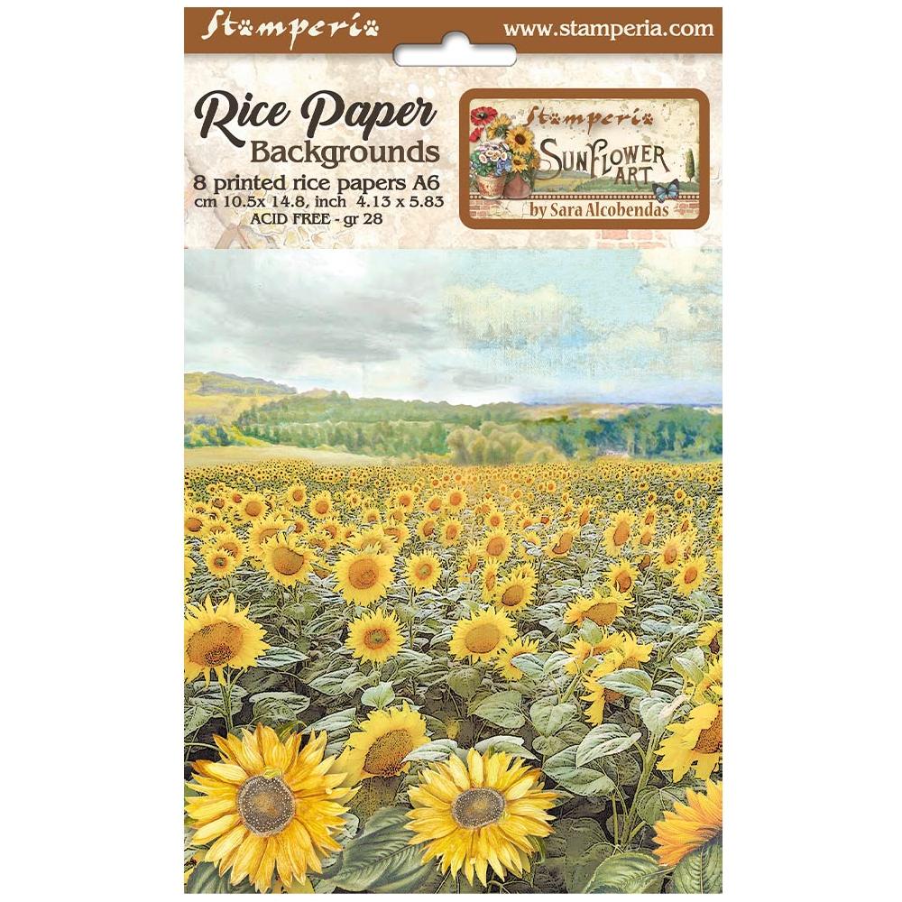 Sunflower Art Backgrounds A6 Rice Paper Pack dfsak6004