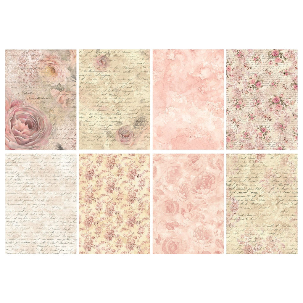 Stamperia Shabby Rose Rice Paper A6 Backgrounds dfsak6023 pages