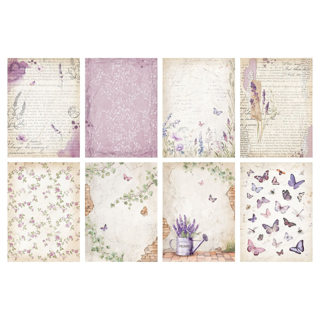 Stamperia Romantic Lavender Rice Backgrounds Paper A6 dfsak6024 pages