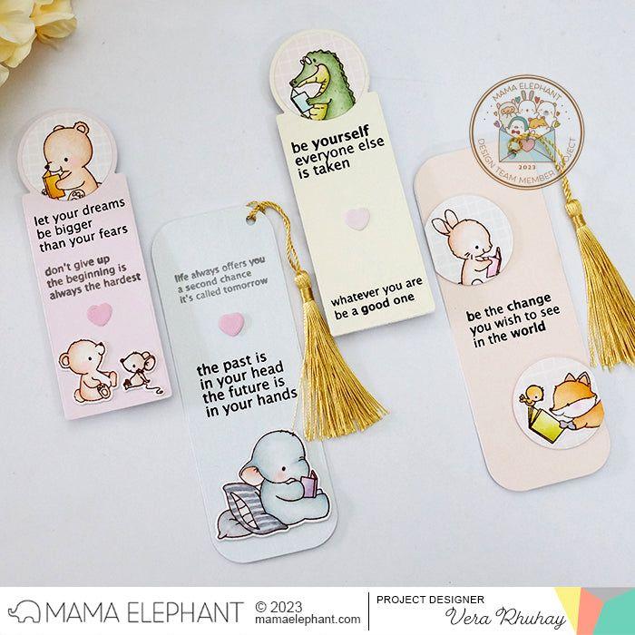 Mama Elephant Clear Stamps Book Club Pillow