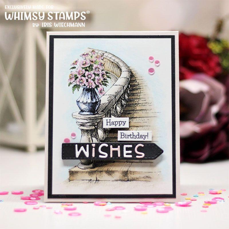 Whimsy Stamps Floral Stairway Cling Stamp ddb0086 happy birthday