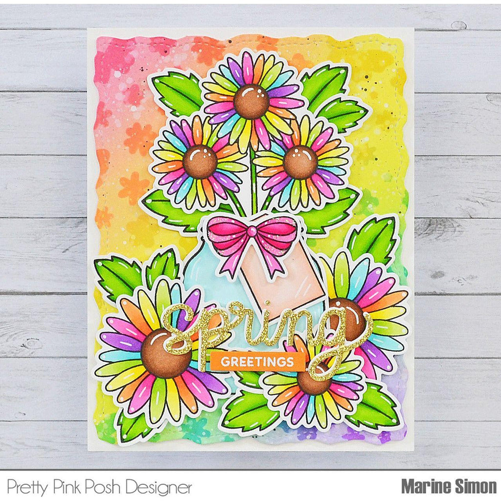 Pretty Pink Posh Daisies Dies spring greetings