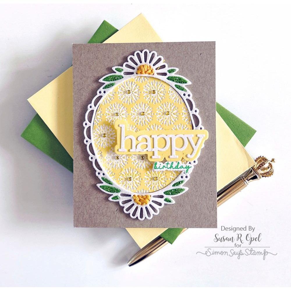 Simon Says Stamp Daisy Oval Frame Wafer Dies 1070sd Celebrate Birthday Card