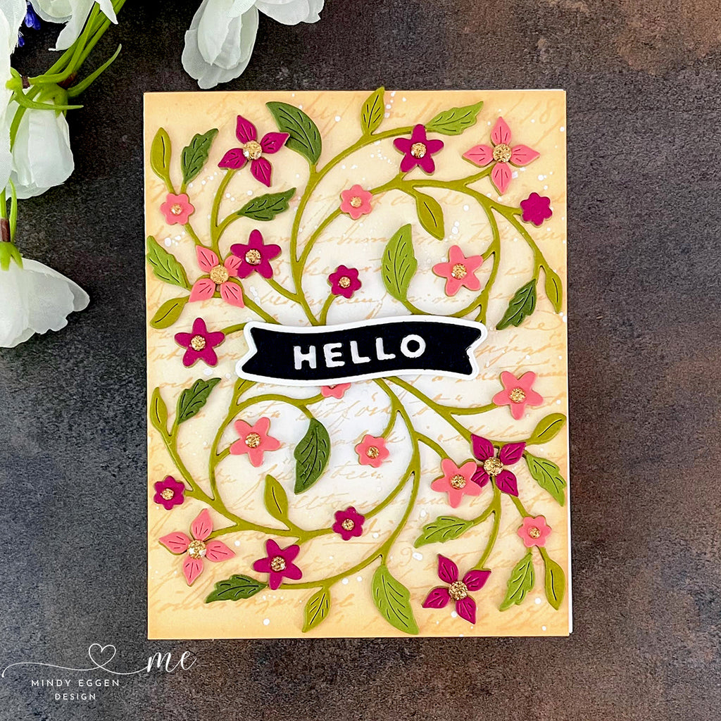 Simon Says Stamp Dancing Floral Vine Wafer Dies s918 Sunny Vibes Hello Card | color-code:ALT03