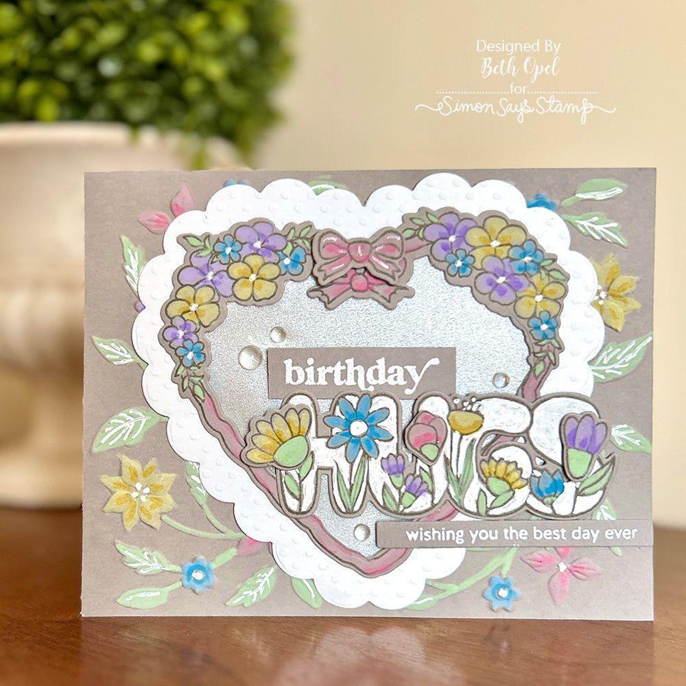 Simon Says Stamp Embossing Folder Dancing Floral sf426 To Be Loved Birthday Card