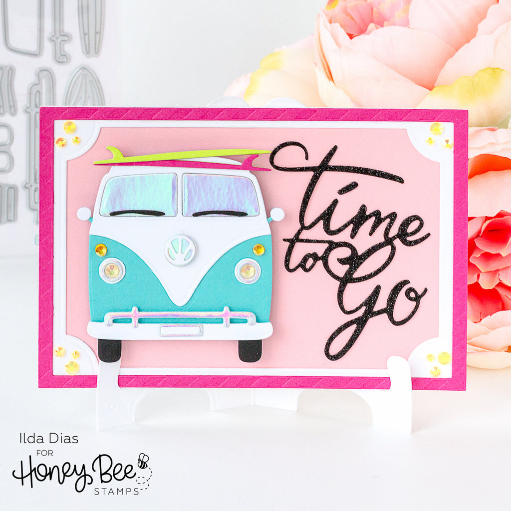 Honey Bee Time To Go Postcard Dies hbds-ttgpos Time To Go Vacation Card