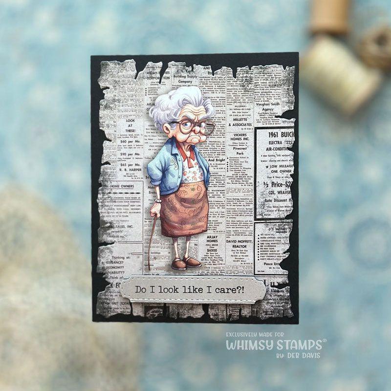 Whimsy Stamps Old Fart Grandma Quick Card Fronts wsqcf-11 newspaper