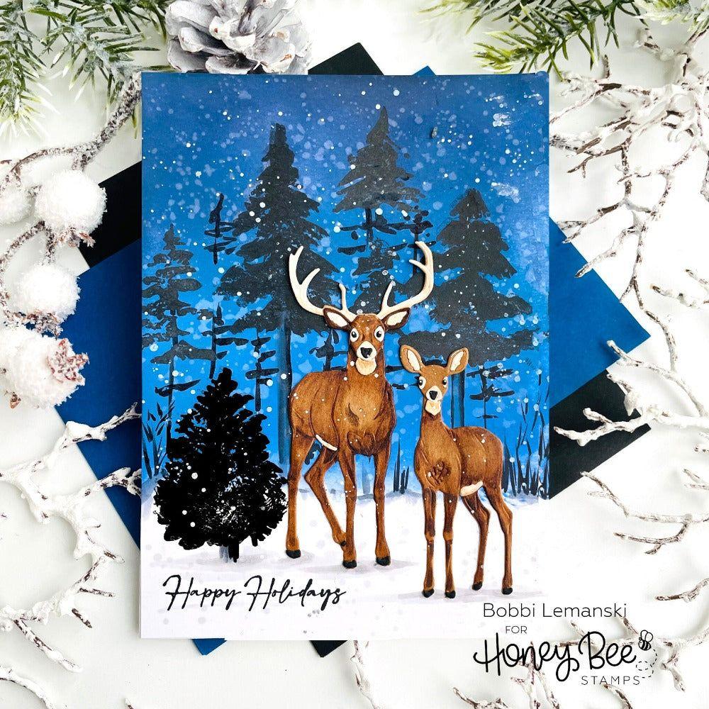 Honey Bee Lovely Layers Deer Dies hbds-lldeer Happy Holidays Deer Card | color-code:ALT02